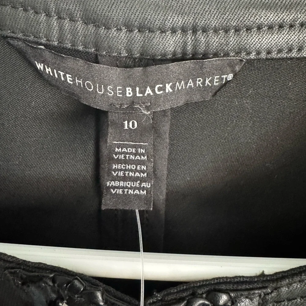 Black faux leather medium White House Black Market Jacket with Chain Detail - Picture 3 of 7